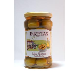 Green Halkidiki Olives in glass jar 300 gr